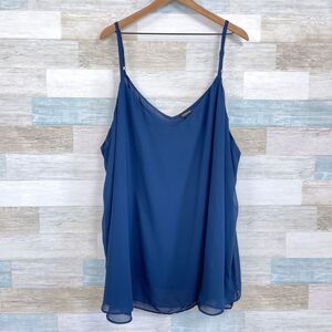 Torrid Sophie Chiffon Double Layer Swing Cami Tank Blue Womens Plus Size 6X